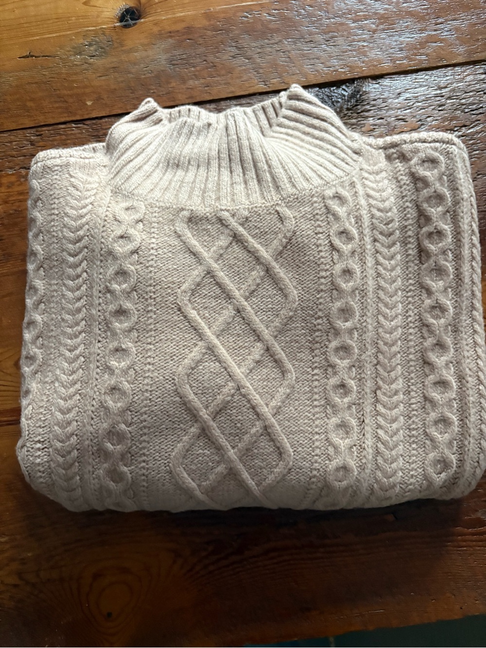 LOFT Cream Cable Knit Turtleneck Sweater